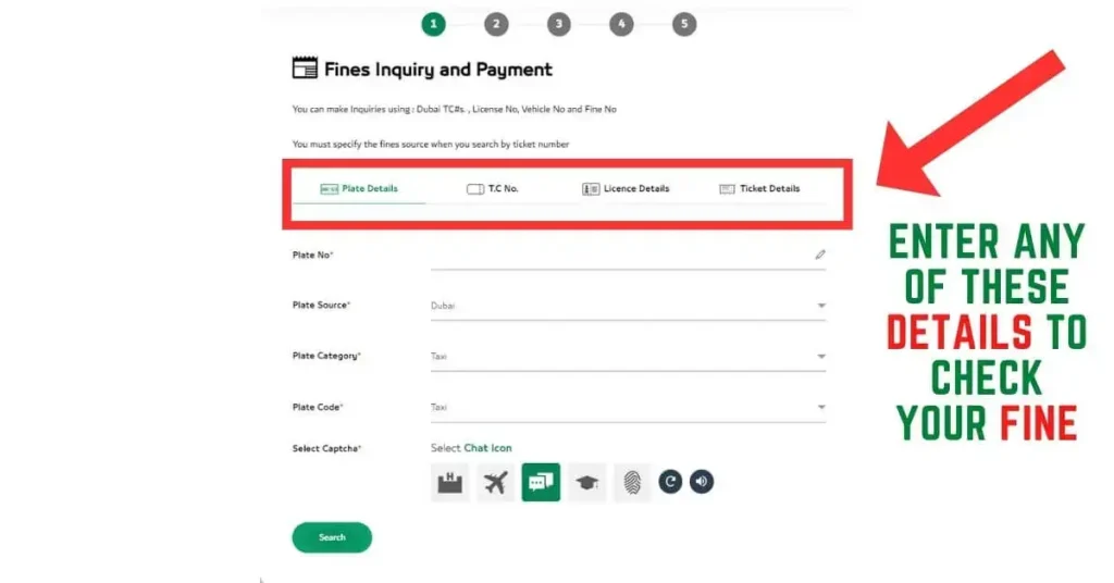 Enter any of these details to check your fine