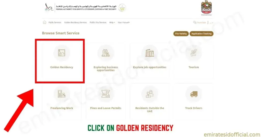 Click on Golden Residency